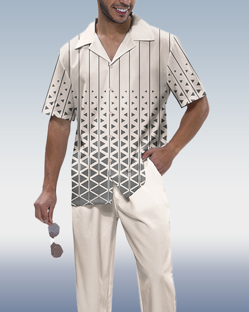 White Cross Short Sleeve Shirt Walking Set