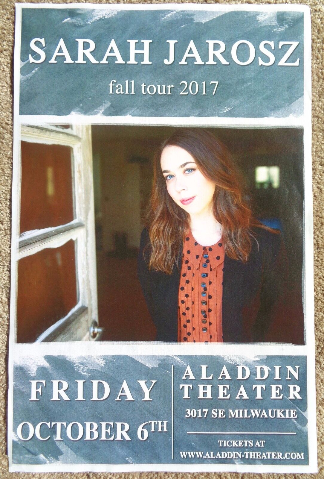 SARAH JAROSZ 2017 Gig POSTER Portland Oregon Concert