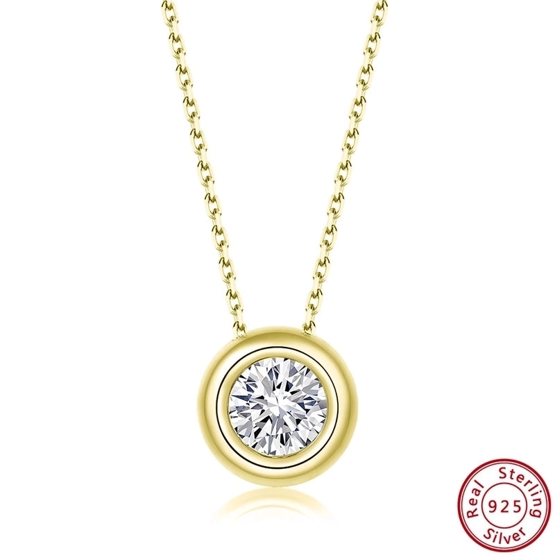 925 Sterling Silver Plated Zircon Plating Inlay Round Pendant Necklace