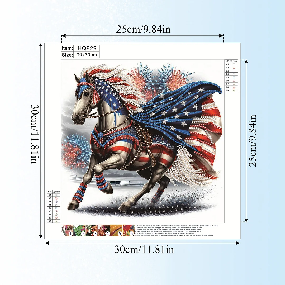 Diamond Painting - Partial Special Shaped Drill - Independence Day Horse(Canvas|30x30cm)