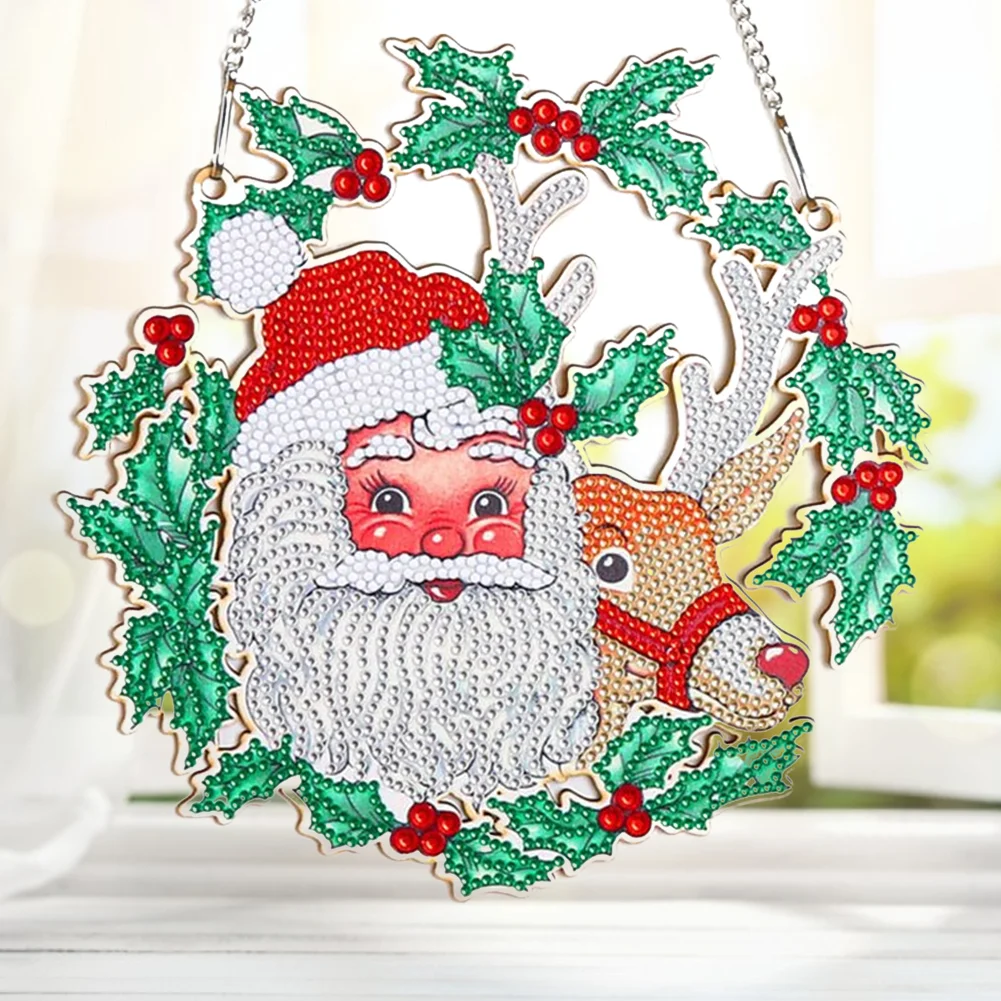 DIY Diamond Painting Art Hanging Wreath - Santa