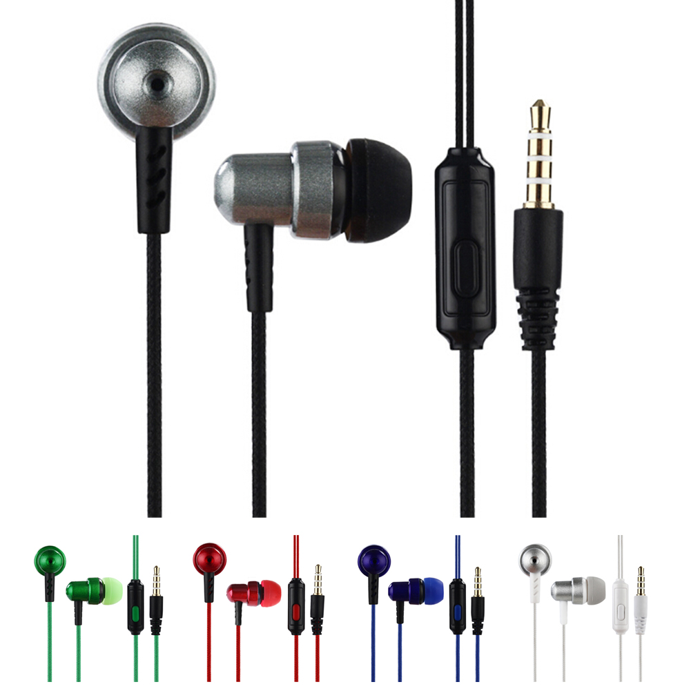 

Durable Braided Wire Headphones Sub-woofer Headset Earplugs with Mic, Gray+black, 501 Original