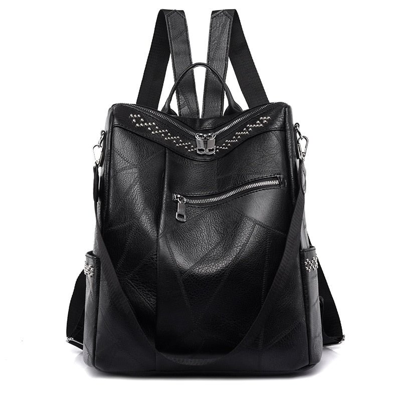 2022 Soft Pu Leather Women Backpack Youth Lady School Bag Big Capacity Travel Backpacks Women's Shoulder Bags