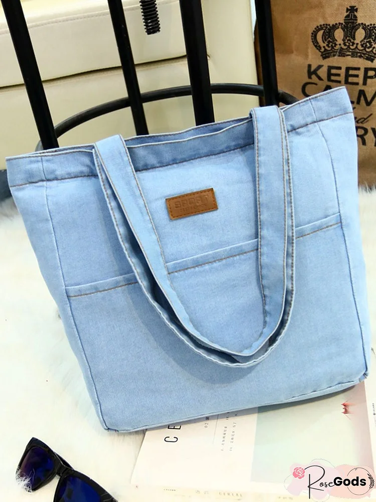 Simple Casual Denim Shoulder Bag