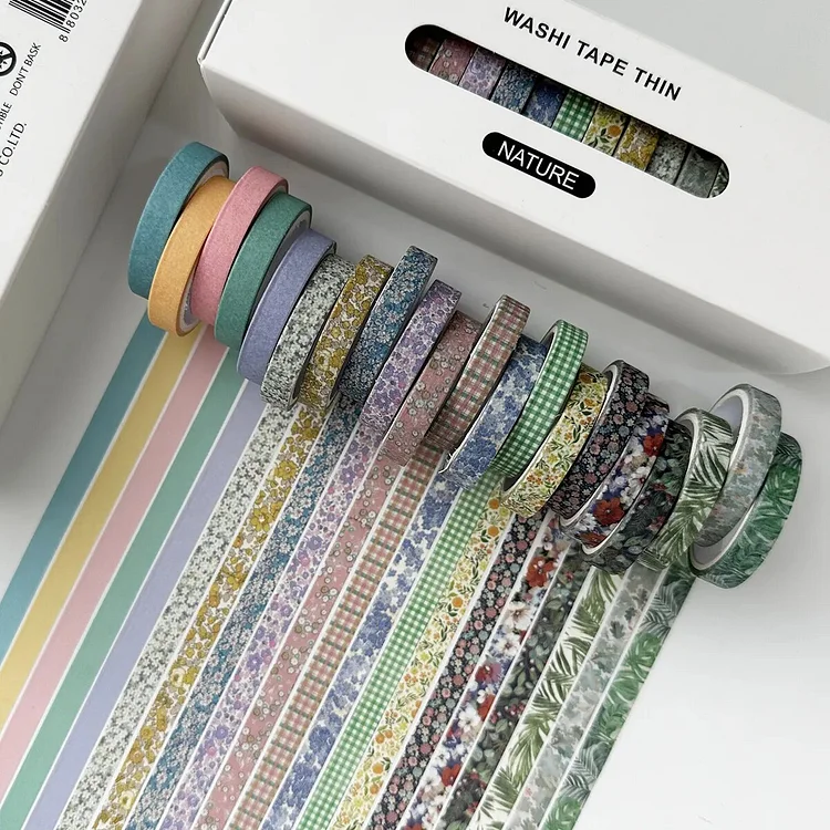 Journalsay 7mm*300cm 20 Rolls/box Split Thin Washi Tape Set Simple Pattern Decor Tape
