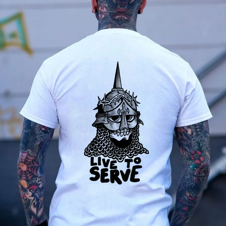 LIVE TO SERVE Graphic Print T-shirt