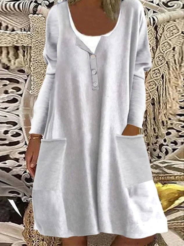 Flannel Crew Neck Loosen beach dresses