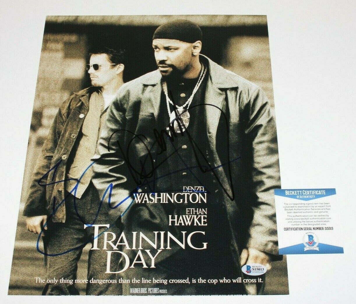 DENZEL WASHINGTON ETHAN HAWKE DUAL SIGNED TRAINING DAY 11x14 Photo Poster painting BECKETT COA