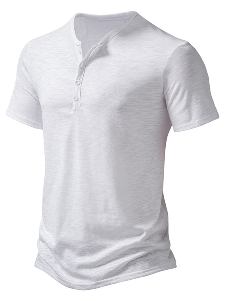 Men's T Shirt Tee Henley Shirt Tee Top Plain Henley Street Vacation Short Sleeves Button Clothing Apparel Designer Basic Modern Contemporary