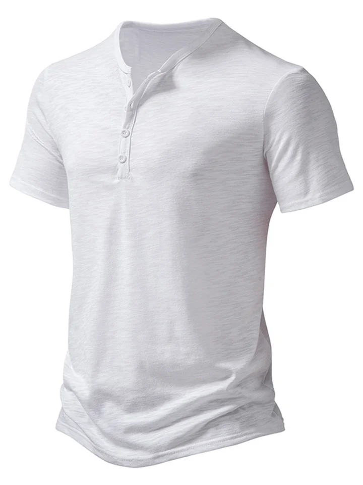 Men's T Shirt Tee Henley Shirt Tee Top Plain Henley Street Vacation Short Sleeves Button Clothing Apparel Designer Basic Modern Contemporary-Cosfine