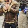 Men Vintage Distressed Real Fur RAF B3 Bomber Genuine Sheepskin Leather Jacket by Inlyline