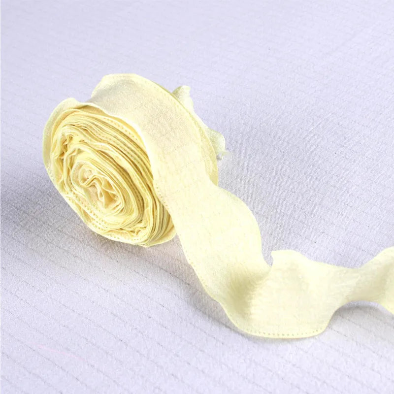 Ruffled Pleated Fishtail Yarn 2.5 Wide Ribbon Flower Packaging Ribbon Macaron Floral Snow Yarn Linen Diy