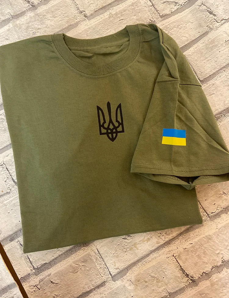 We Stand with Ukraine Stop UKR War Ukraine Trident Print T-Shirt