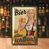 Beer girl dame - Panneaux en &eacute;tain m&eacute;tallique(20*30cm) - Bi&egrave;re