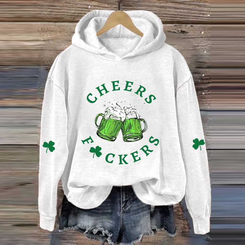 St. Patrick's Day Funny Cheers Shamrock Casual Hoodie wearshes