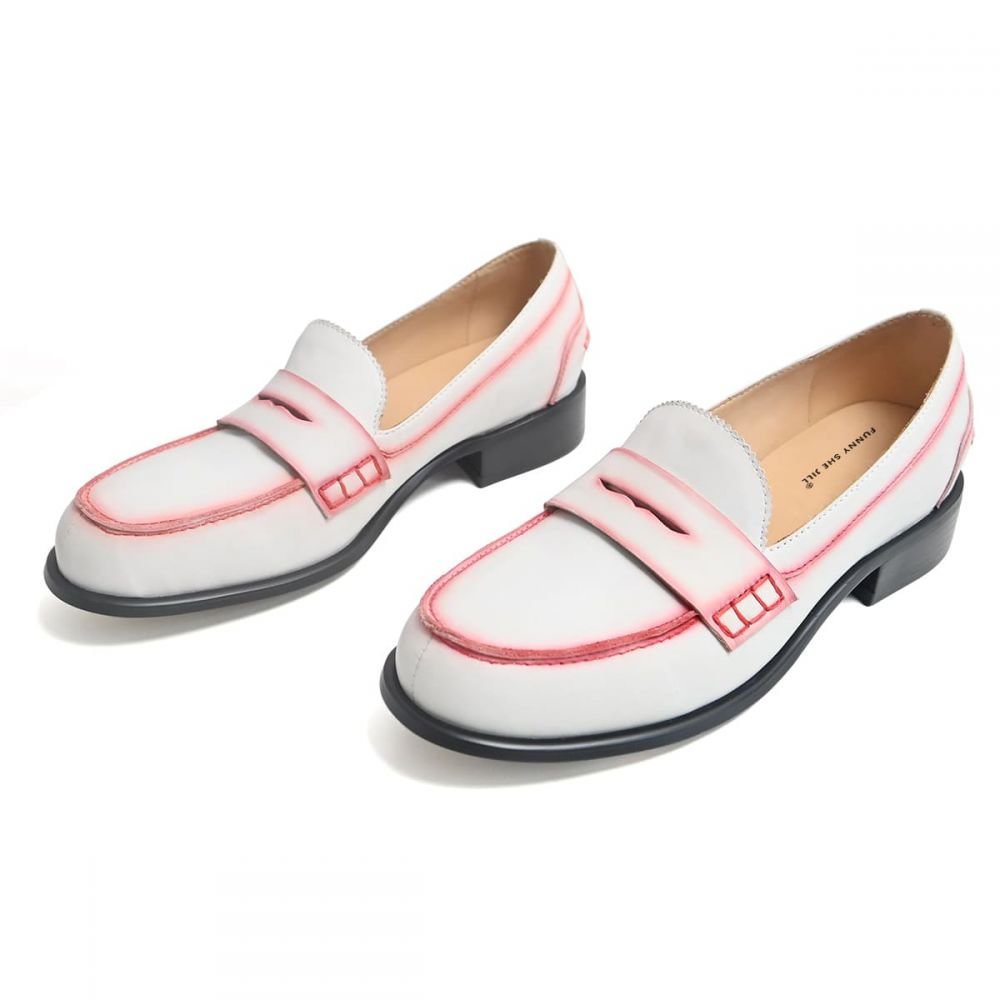 White Loafers Stylish Flats Casual Shoes Leather Shoes For Women Nicepairs