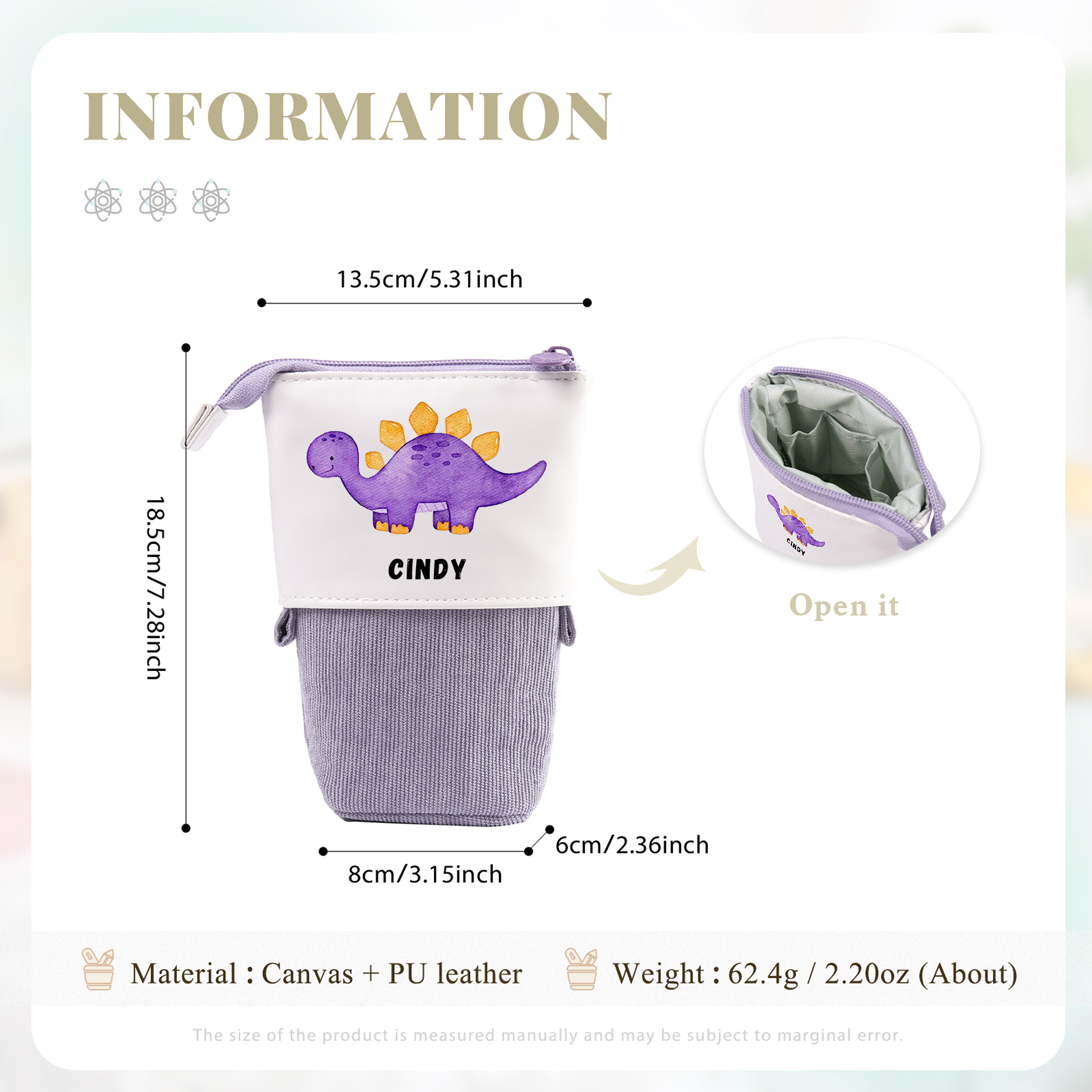 Personalised Pencil Case Custom Name & Dinosaur Pattern Pen Pouch Back To School Gift for Boys Girls-Jessemade AU