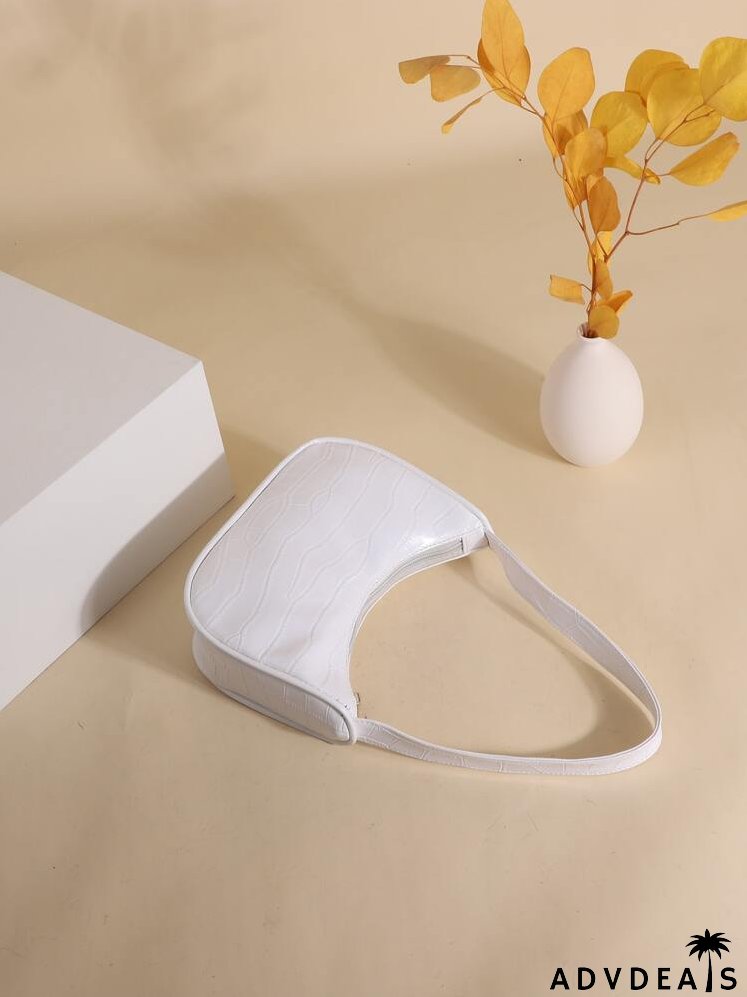 Croc Embossed Baguette Bag