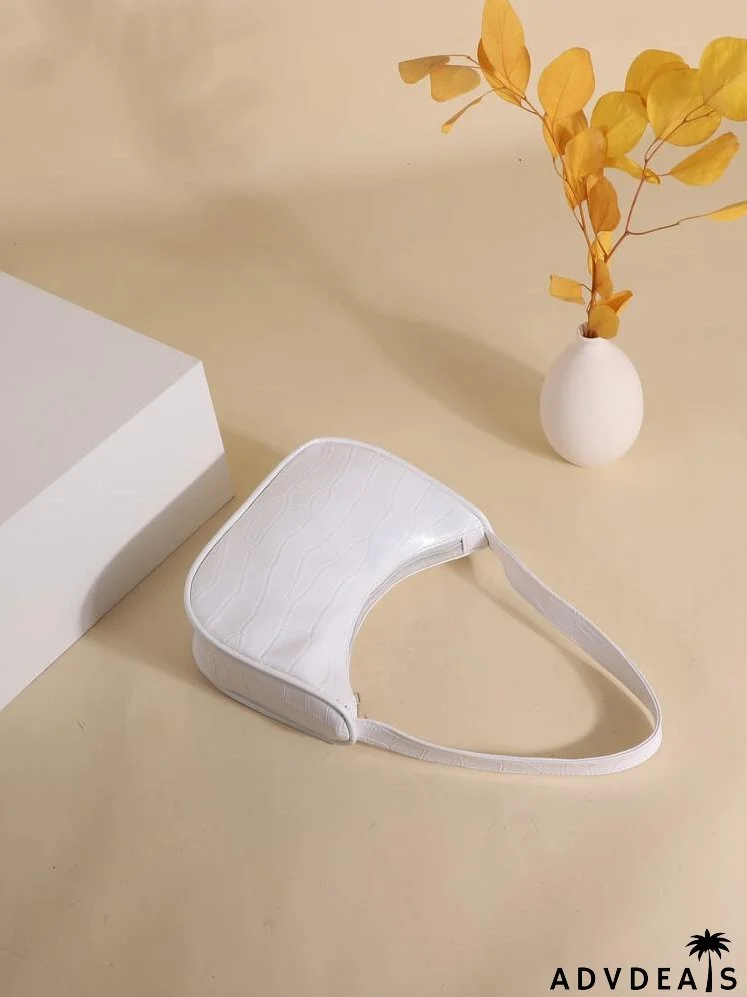 Croc Embossed Baguette Bag