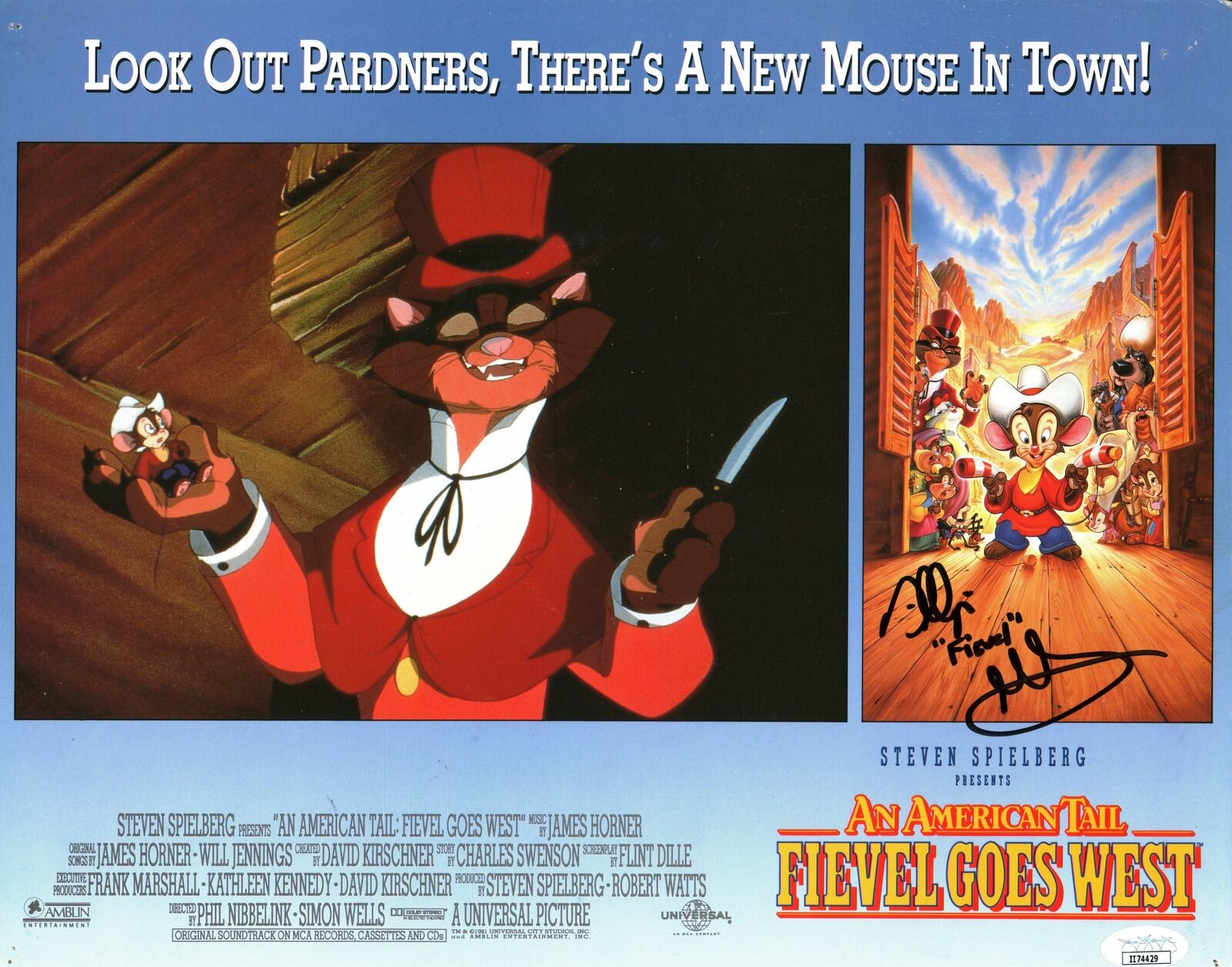 Phillip Glasser An American Tail Fievel Signed 11x14 Lobby Card Photo Poster painting JSA COA