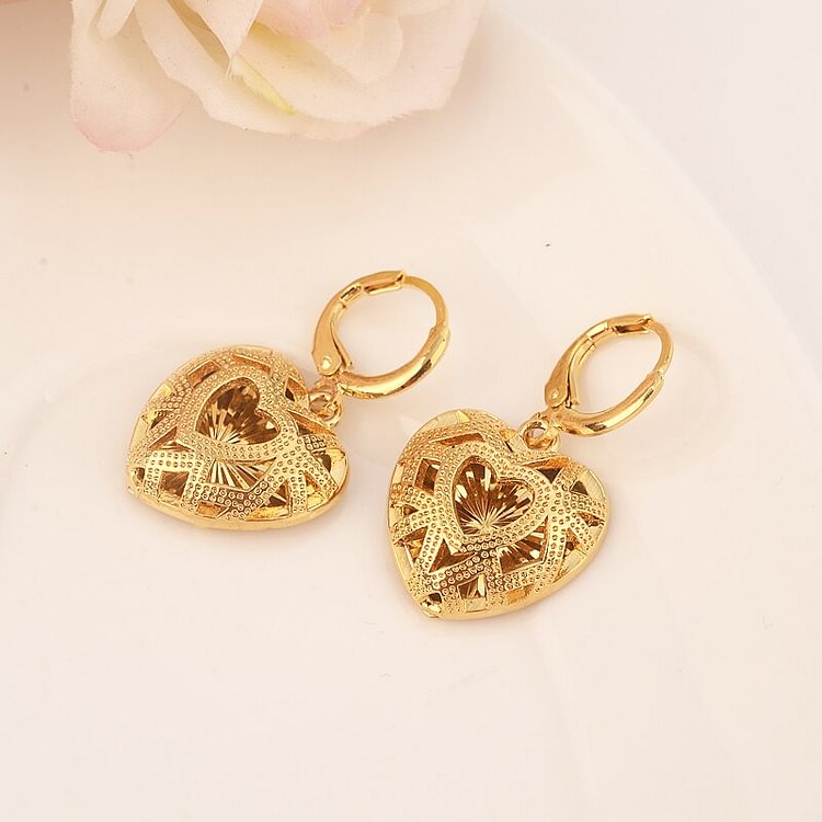 24k gold love drop earring Ethiopian/Nigeria/Kenya /Ghana  Gold color Jewelry Mom Gifts
