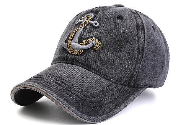 Denim Double-layer Washed Anchor Embroidered Sunscreen Baseball Cap