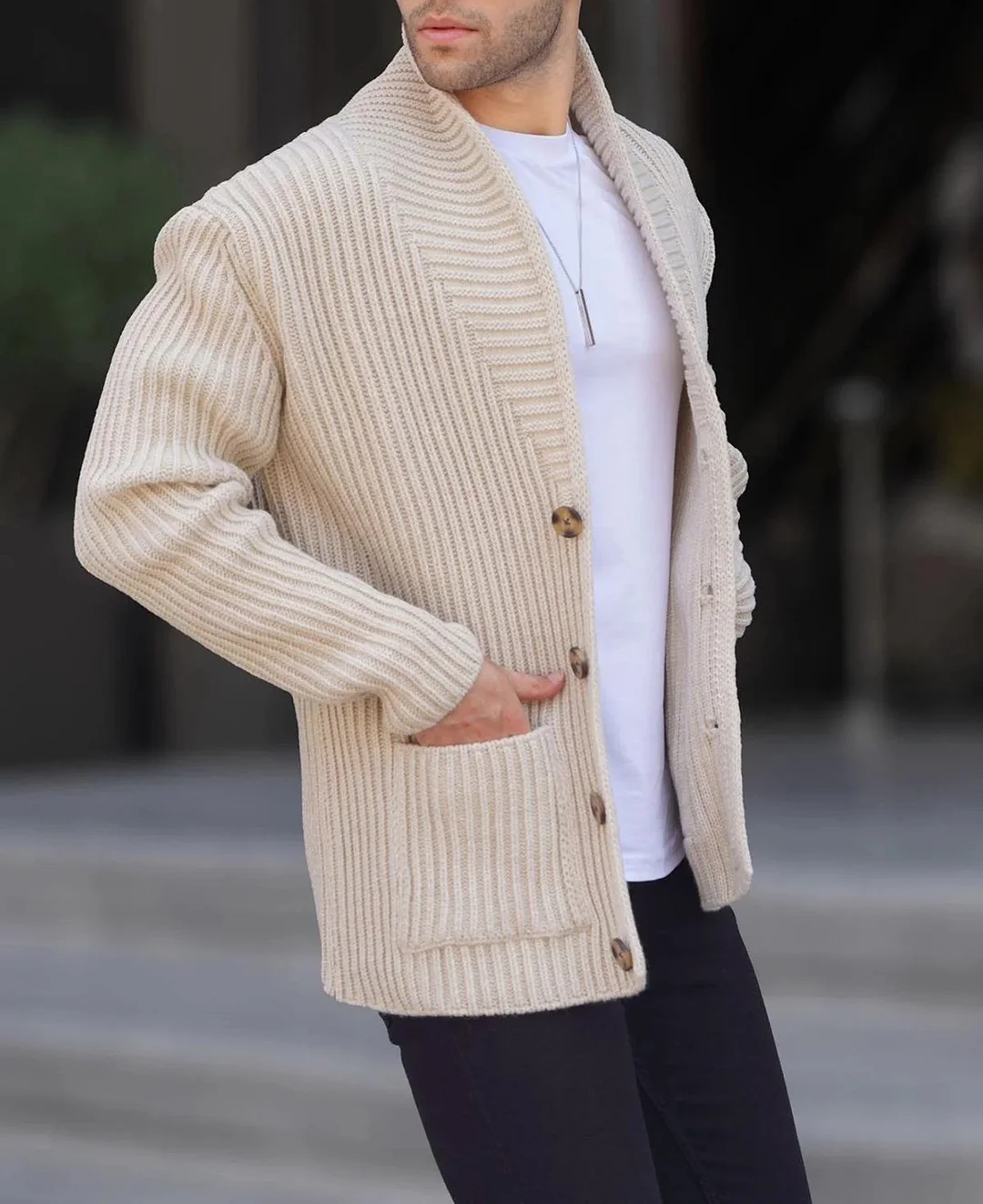 Mongw Mongw Men's New Cardigan Sweater Autumn And Winter Men's Long Sleeve Knit Sweater Men's Coat
