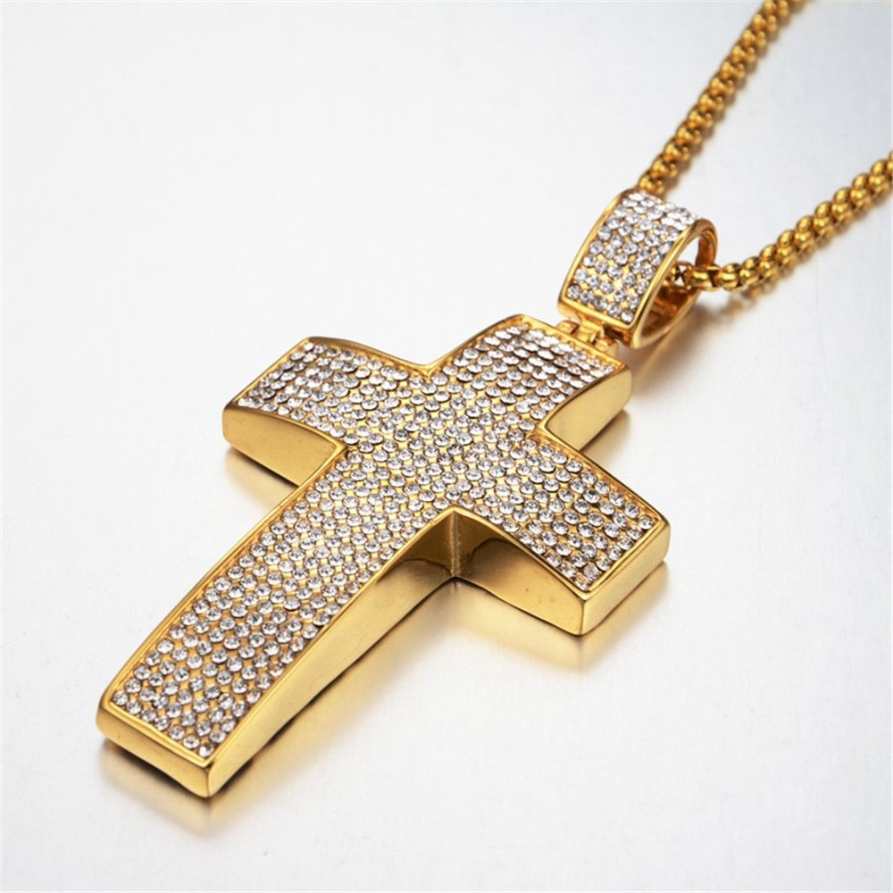 Iced Out Jesus Cross Pendant Necklace-VESSFUL