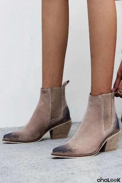 Low Chunky Heel Ankle Booties