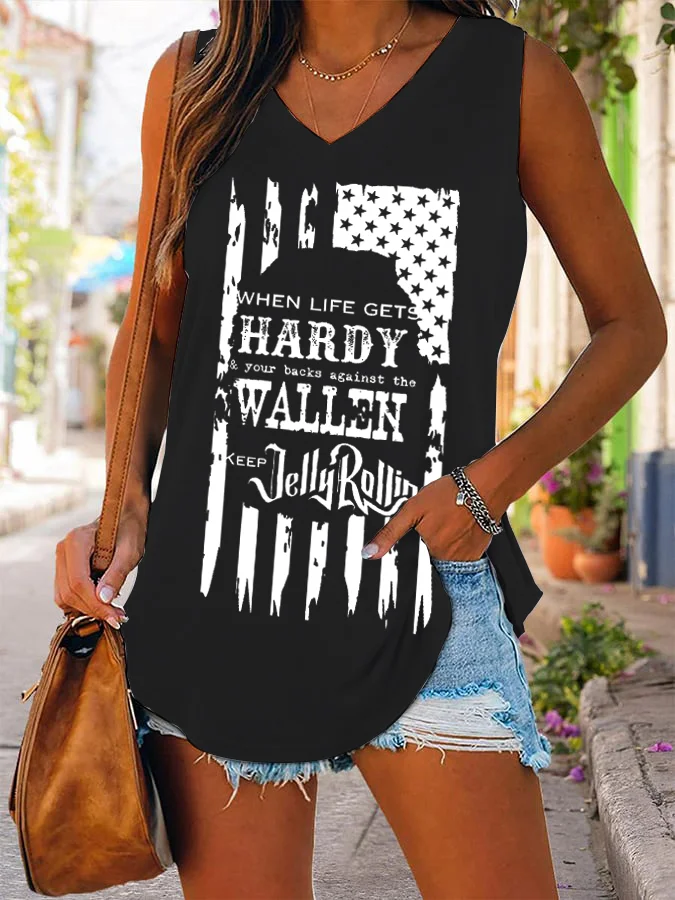 Women's When Life Gets Hardy Wallen Print 4th Of July Tank Top socialshop