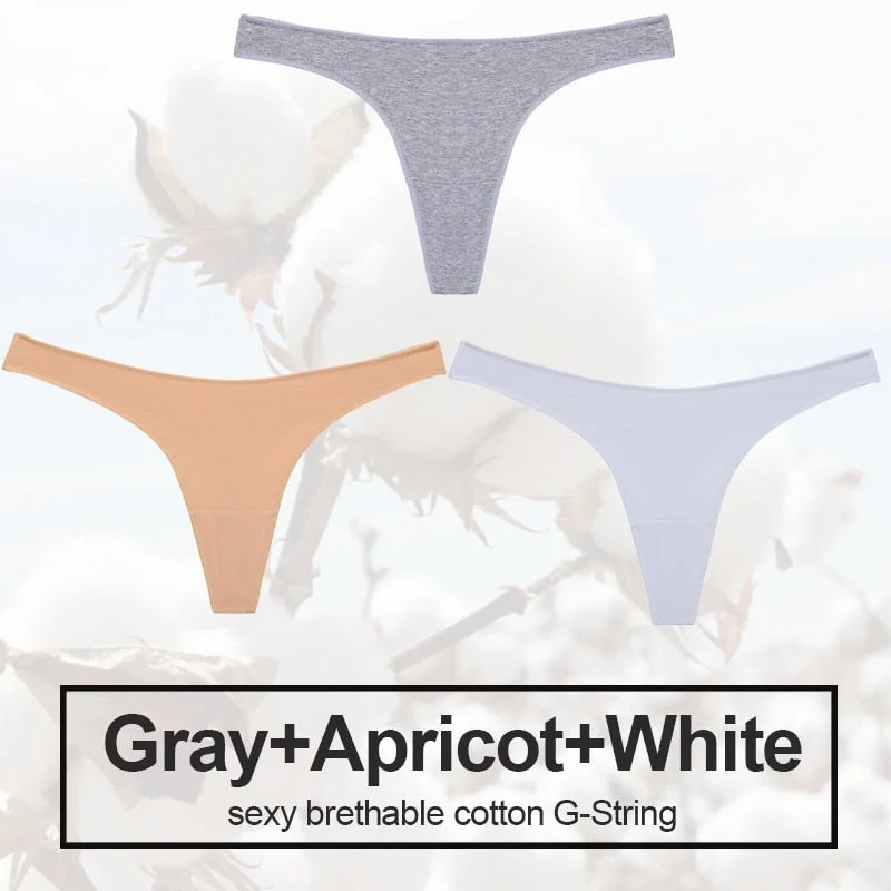 3PCS/Set Sexy Thong Women Panties Cotton Underwear Briefs Women G-String Female Underpants Lingerie Pantys Girls Femme Panties