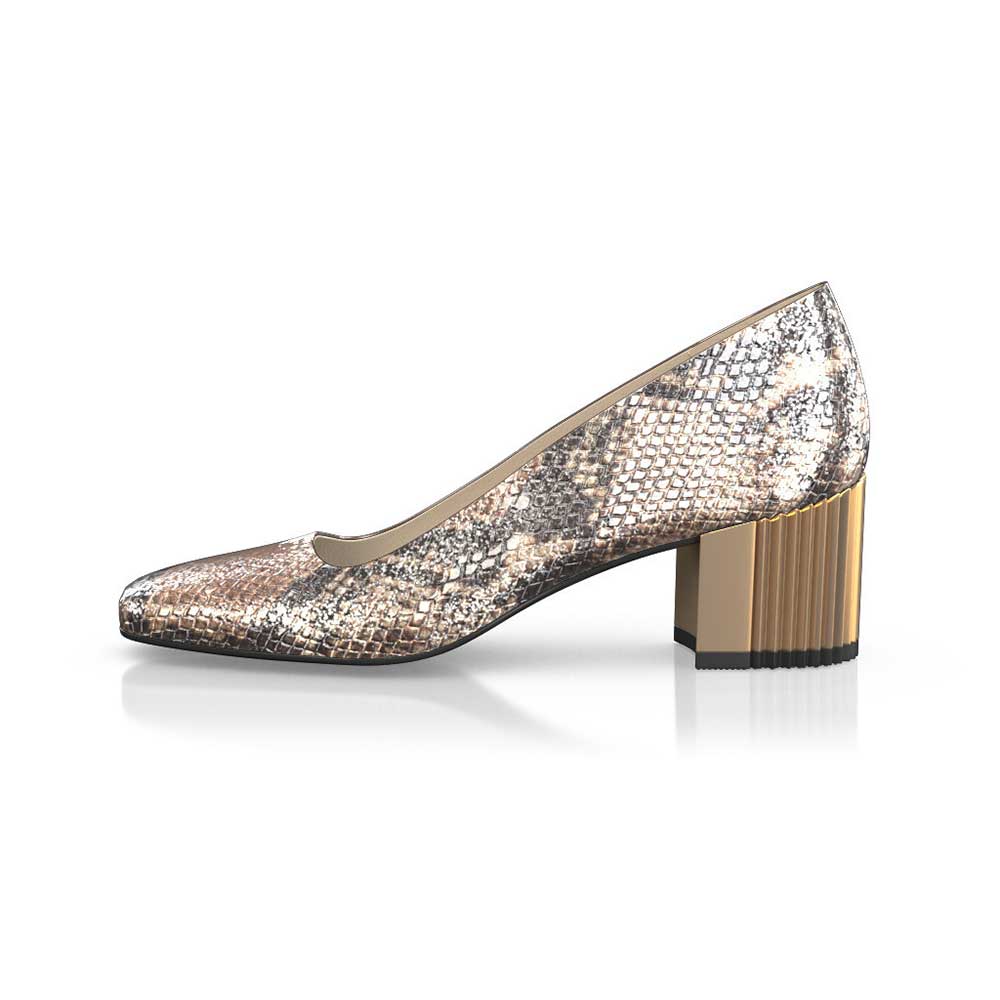 Gray Vegan Leather Square Toe Chunky Heel Slip-On Pumps Nicepairs