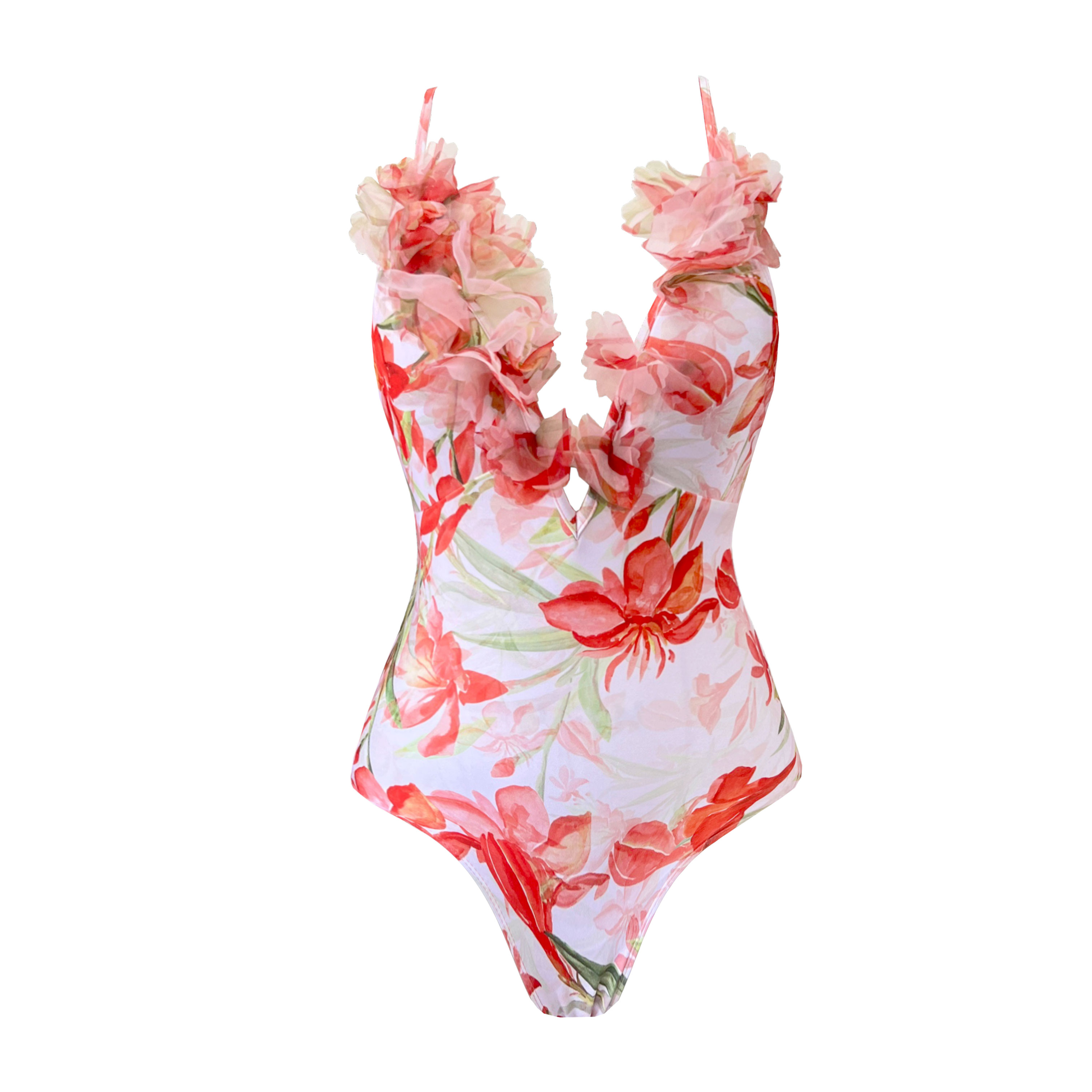 Sthobis 2025 New Fashion 3D Floral High Quality One Piece Swimsuit Skirt Swimsuit Print Swimwear Women Slimming Bathing Suit Beach Wear