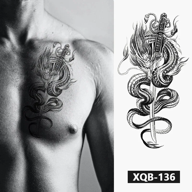 Sdrawing Forest Tattoo Sticker for Men Women Tiger Wolf Death Skull Temporary Tattoo Fake Henna Skeleton King Animal Tatoo Pattern