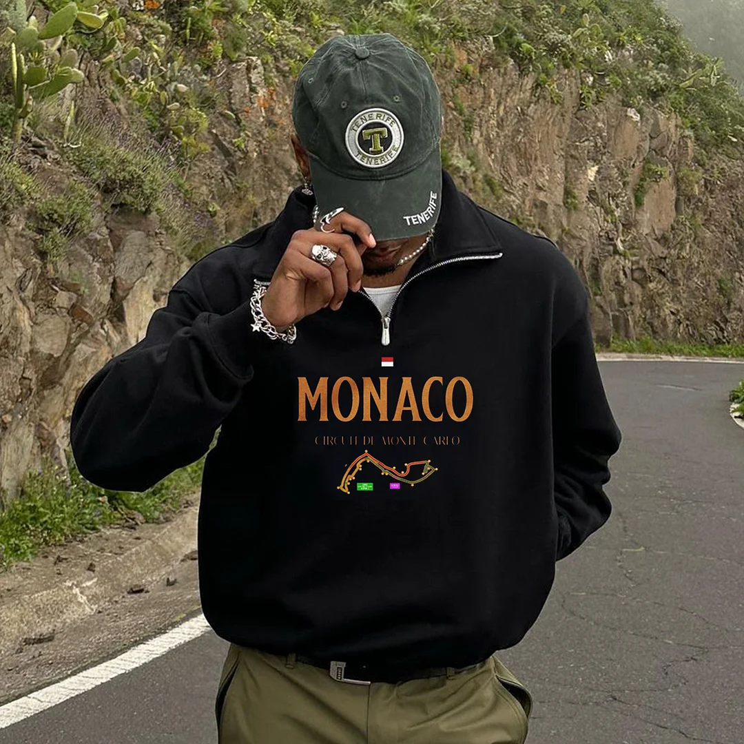 Unisex Oversized Vintage Monaco Monte Carlo Track Polo Sweatshirt