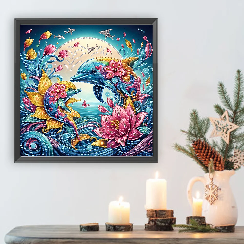 Diamond Painting - Partial Special Shaped Drill - Dolphin(Canvas|30*30cm)