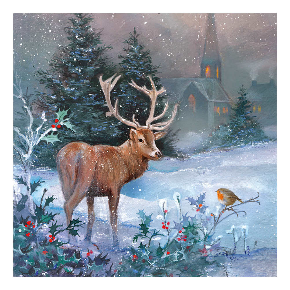 

40*40CM - 11CT Stamped Cross Stitch - Snow Elk, 501 Original
