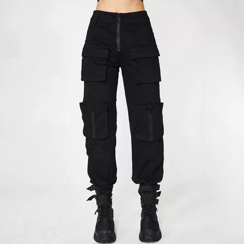 High waist pants loose joggers women army harem camo pants streetwear punk black cargo pants women capris trousers Korean ins