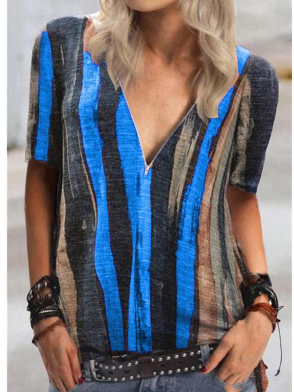 Women Half Sleeve V-neck Solid Color Dress