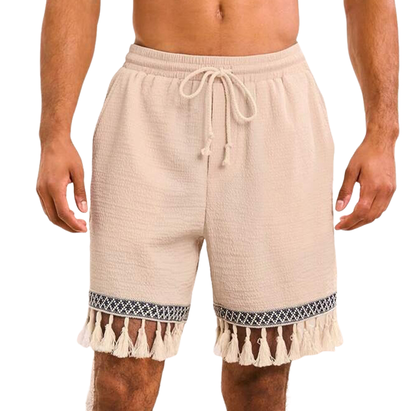 Men's Cotton and Linen Elastic Waist Casual Shorts