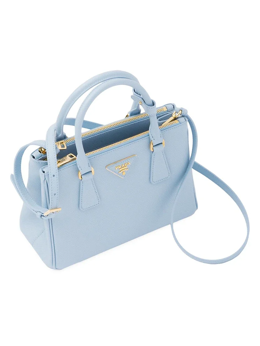 Prada Small Galleria Saffiano Leather Bag blue