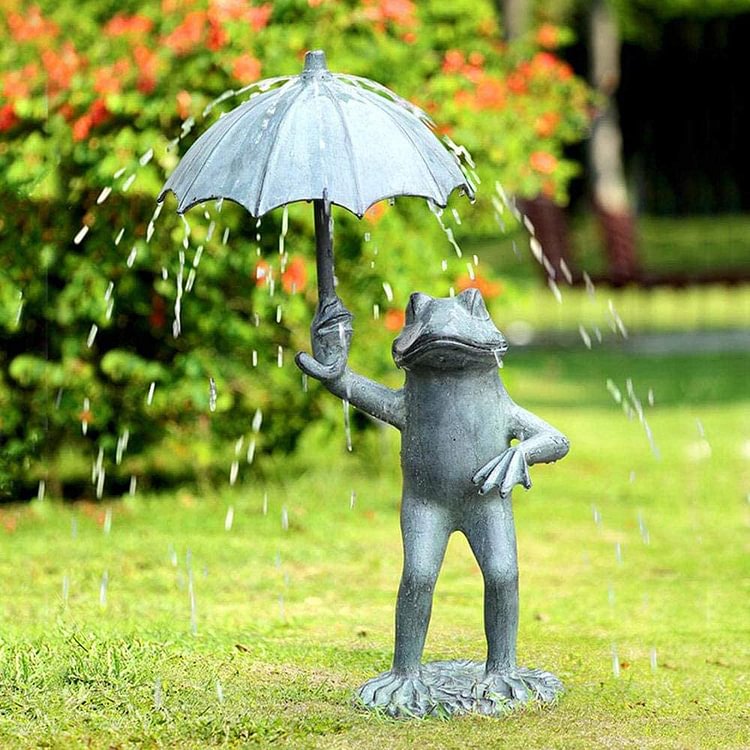 Garden Frog With Umbrella Spitter