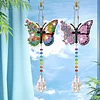 6Pcs Flower Butterfly DIY Diamond Painting Wind Chimes Crystal Window Suncatcher Craft Set Birthday Gifts Home Garden Decor