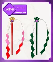 [Wetrose] In Stock Yae Miko Cosplay Props Accessory Staff Weapon Model Head Gear Earring Heisoku Mesa Gohei Onbe Green Xiao