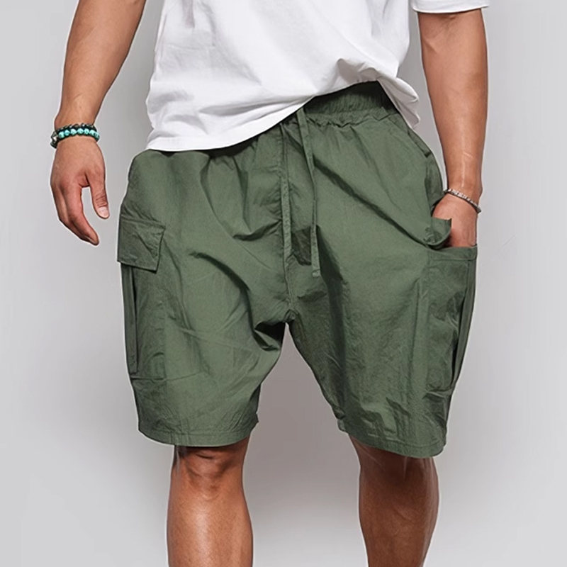 Casual Men's Loose Big Pocket Cargo Green Shorts
