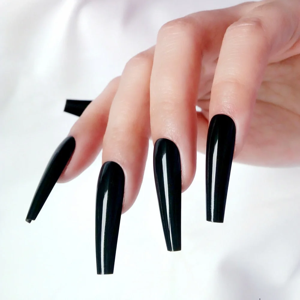 24Pcs Shiny Nude Long Artificial Fake Nails For Design Ballerina Stiletto False Nails DIY Full Cover Finger Tips Manicure Tools-Nail Inspo