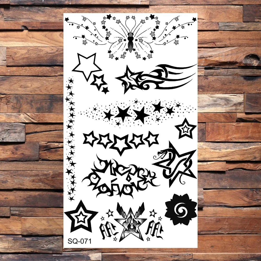 Skeleton Skull Temporary Tattoos For Women Adults Realistic Wolf Snake Rose Flower Feather Fake Tattoo Sticker Back Tatoos Body