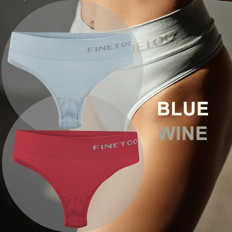 FINETOO 2PCS/Set Women Lingerie M-2XL Bodyshaper Gstring Panties High Waist Seamless Tummy Control Panty Underwear Female Thong