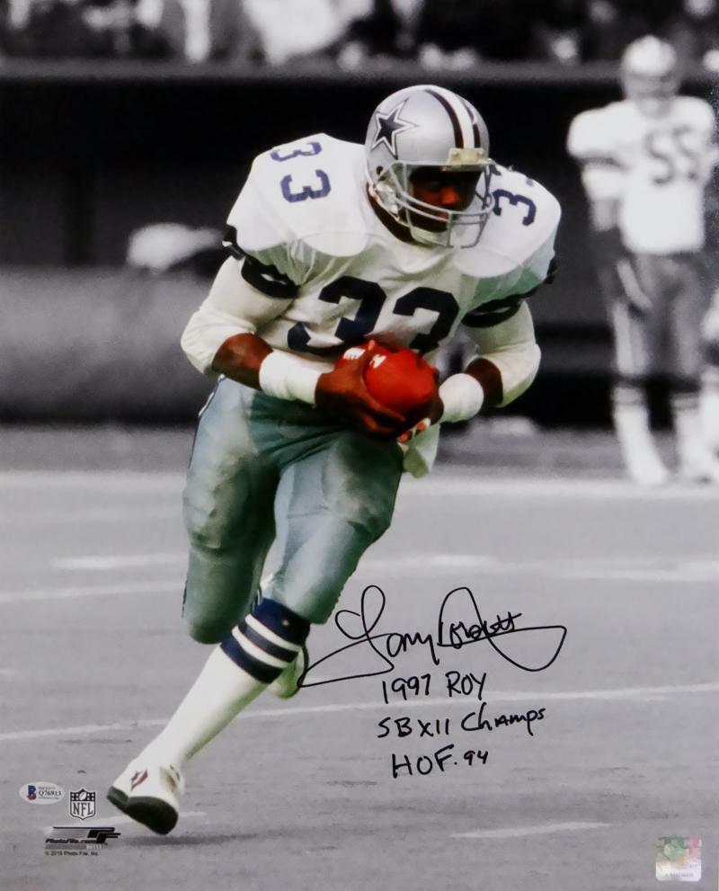 Tony Dorsett Signed Cowboys 16x20 PF BW Spotlight Photo Poster painting w/3 Insc - Beckett Auth