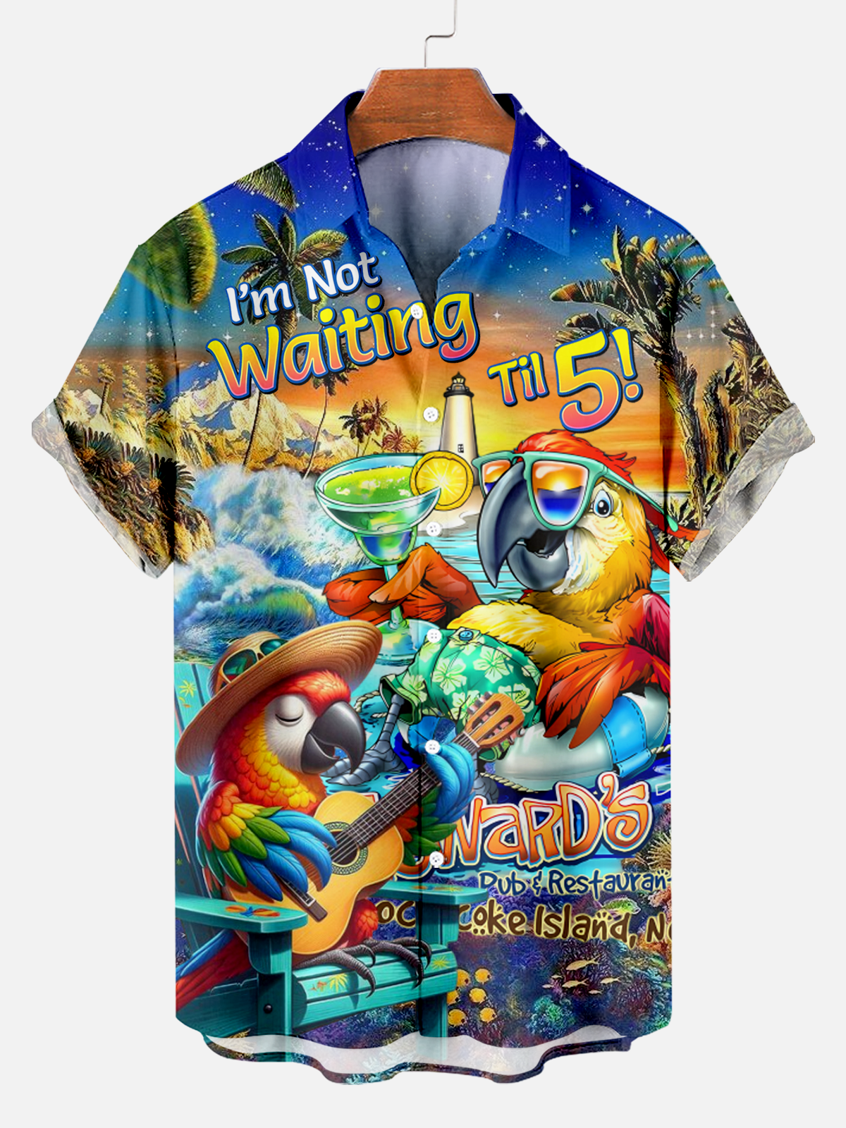 Men's Comfortable Hawaii Vacation Beer Cartoon Print Shirt PLUSCLOTHESMAN